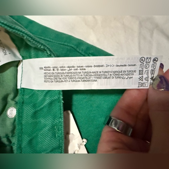 Zara High Rise Green Wide Leg Jeans Size 8 - Picture 10 of 15